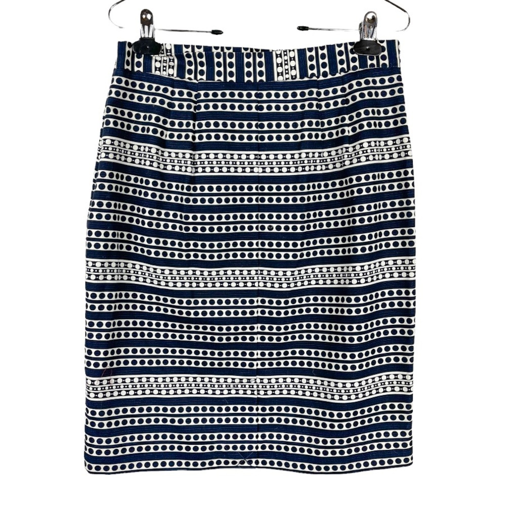 Tommy Hilfiger Polka Dot Striped Pencil Skirt Size 10 Navy & White